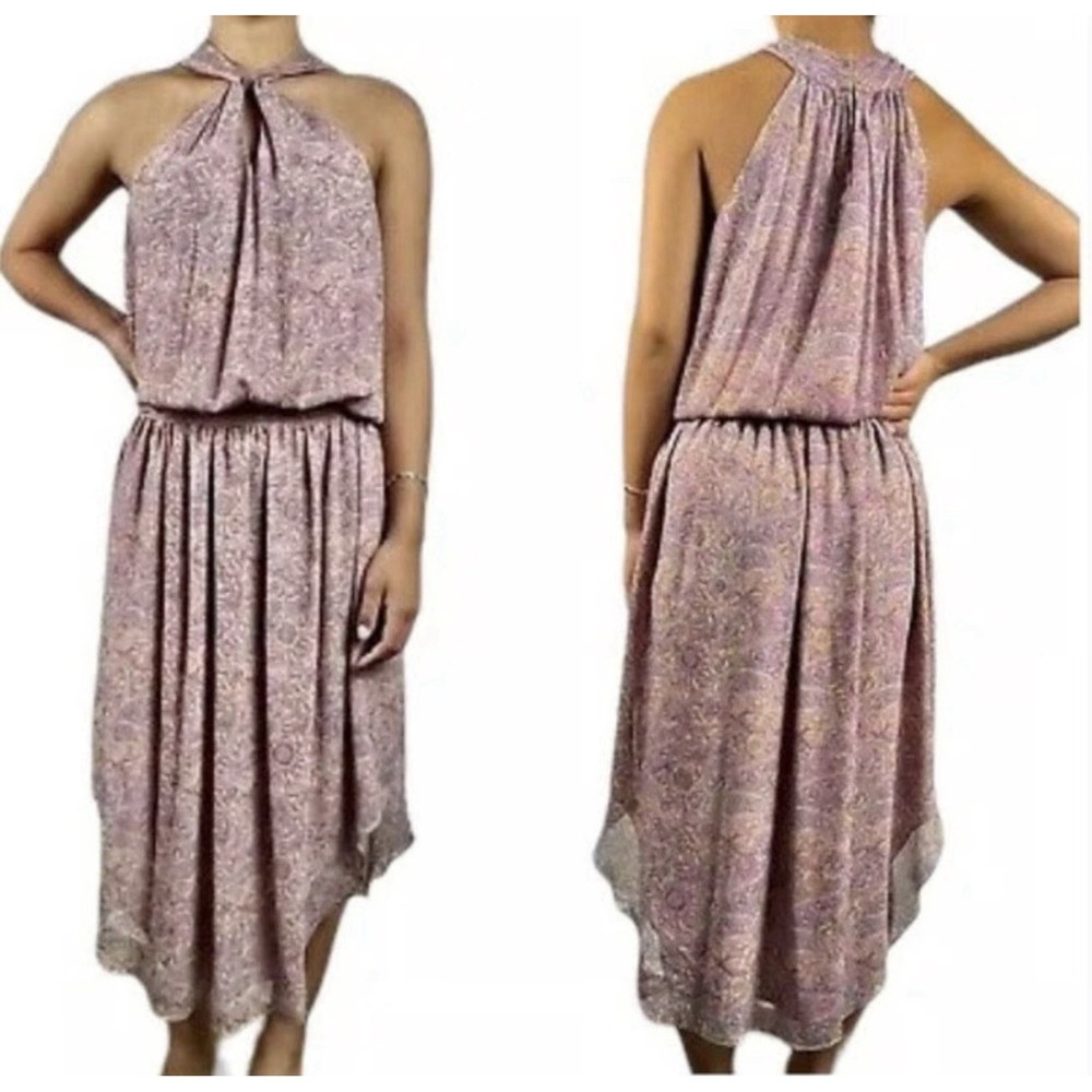 Ramy‎ Brook Multi-color Kent Halter Neck Paisley Print Midi Dress Size Large